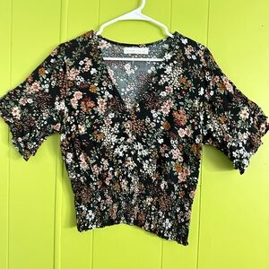 Floral Black Top